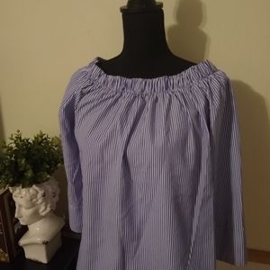 Blue and White Striped Top